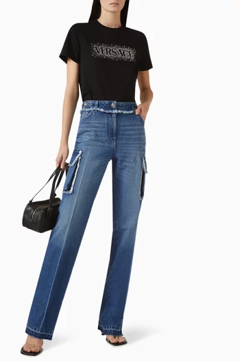 Crystal-embroidered T-shirt in Cotton-jersey