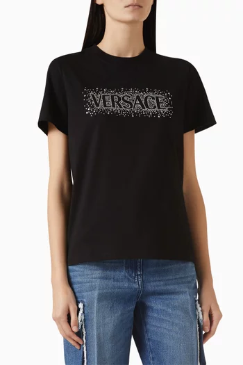 Crystal-embroidered T-shirt in Cotton-jersey