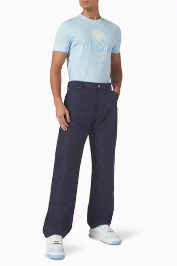 Barocco Jacquard Carpenter Pants in Cotton