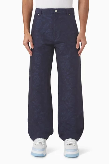 Barocco Jacquard Carpenter Pants in Cotton