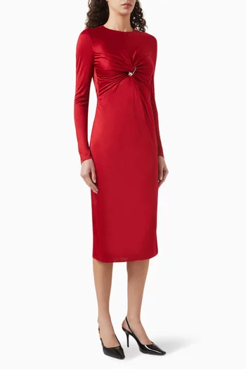 Gathered Safety-Pin Midi Dress