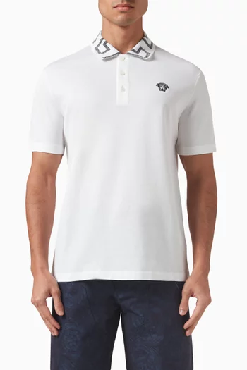 Greca Polo Shirt in Cotton Piqué