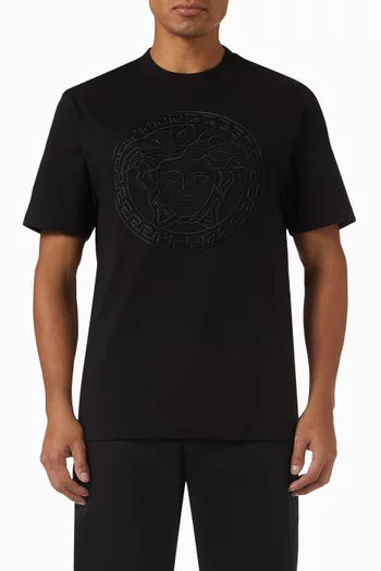 Threaded Medusa Embroidery T-shirt in Cotton-jersey