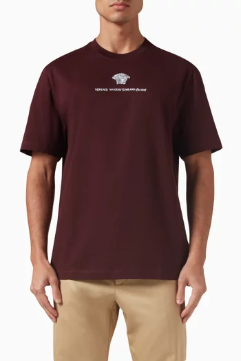Embroidered Medusa Milano T-shirt in Cotton
