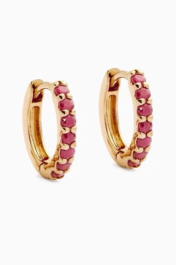 Fine Ruby Huggies in 14kt Recycled Gold