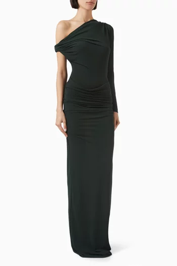 Asymmetric Drape Gown in Crepe Jersey