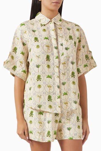 Mirage Printed Oversized Shirt in Linen