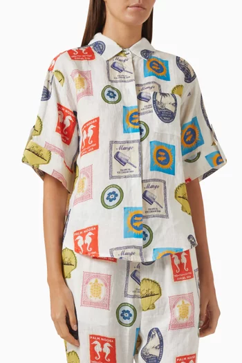 Mirage Printed Oversized Shirt in Linen