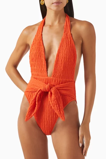 لباس سباحة قطعة واحدة تروبيز بأربطة