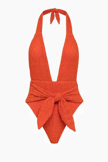 لباس سباحة قطعة واحدة تروبيز بأربطة