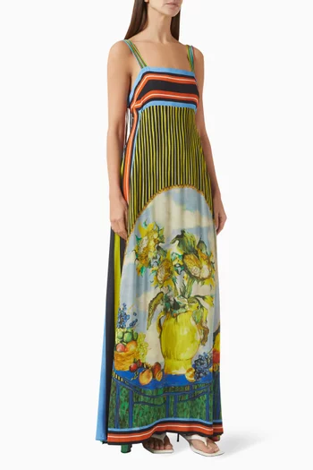 Bruno Sunray Pleated Gown in Viscose Crepe