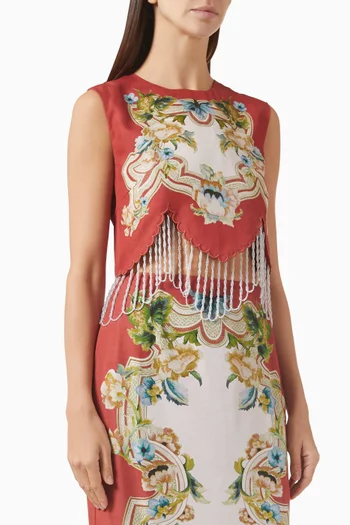 Pollination Tassel Crop Top in Silk Blend