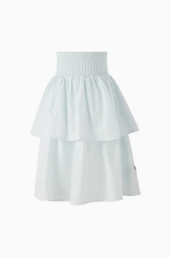 Brenna Tiered Midi Skirt in Cotton-poplin