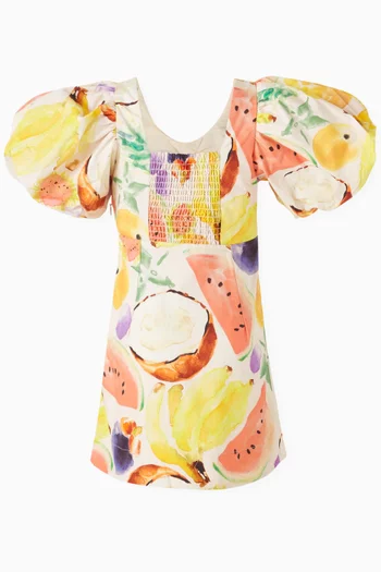 Cissy Fruit-print Dress in Organic Cotton-poplin