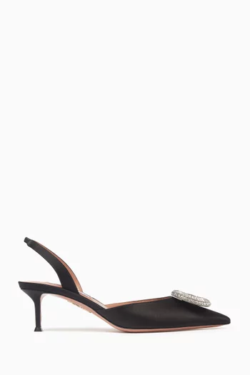 Crystal 50 Hoop Slingback Pumps in Satin