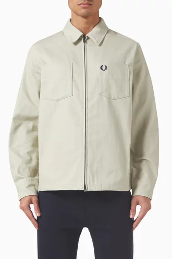 Zip Through Overshirt in Cotton Twill
