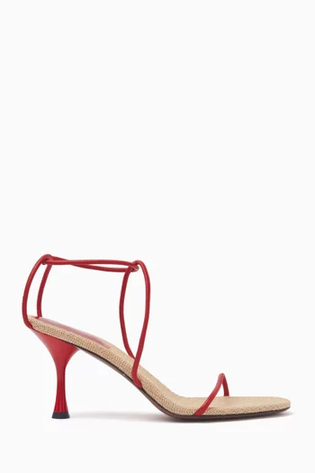 Nenque 80 Sandals in Leather & Raffia