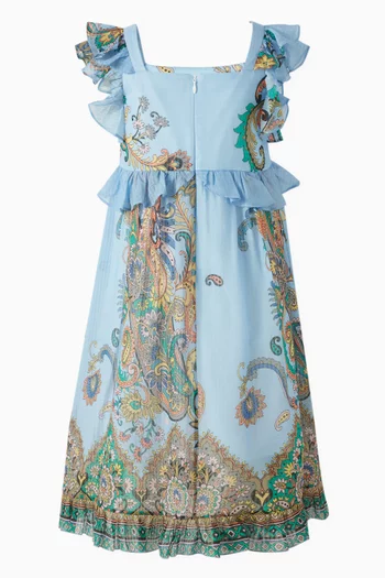 Paisley-print Ruffled Dress in Cotton-silk