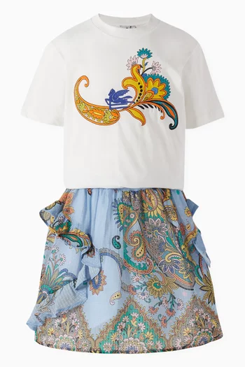 Paisley Ruffled Mini Skirt