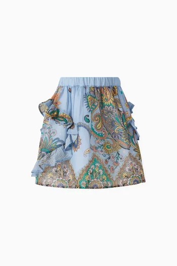 Paisley Ruffled Mini Skirt