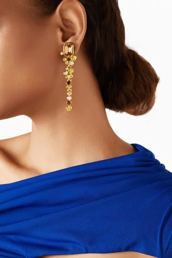 Crystal Drop Clip-on Earrings in Gold-tone Metal