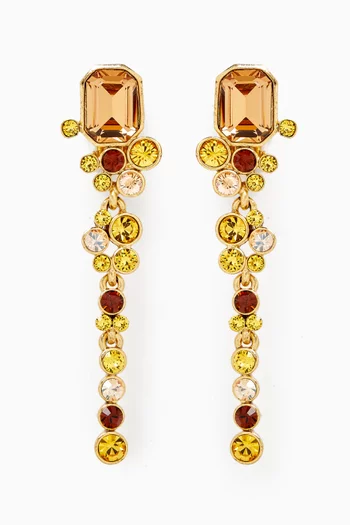 Crystal Drop Clip-on Earrings in Gold-tone Metal