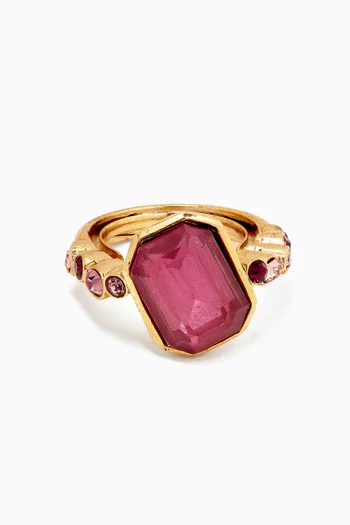 Emerald Crystal Ring in Gold-tone Brass