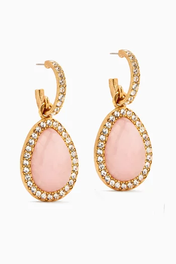 Quartz Dangling Earrings in Gold-tone Brass