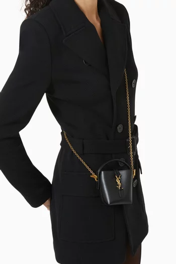 Micro Le 37 Top Handle Bag in Shiny Leather