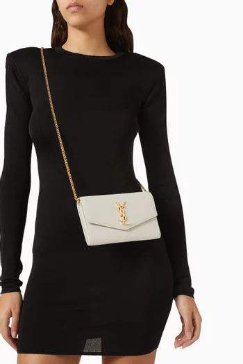 Uptown Chain Wallet in Grain de Poudre Embossed Leather