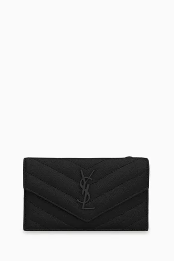 Cassandre Matelassé Fragments Flap Card Case in Grain De Poudre Embossed Leather