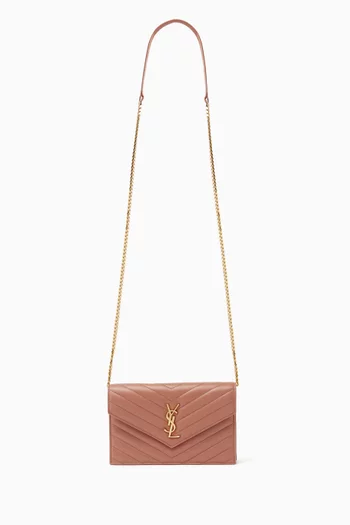 Buy SAINT LAURENT Pink Cassandre Envelope Chain Wallet in Lambskin For Women Online Ounass UAE