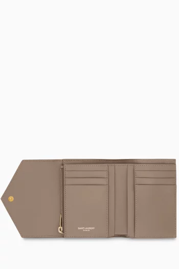 Cassandre Matelassé Compact Tri-fold Wallet in Leather
