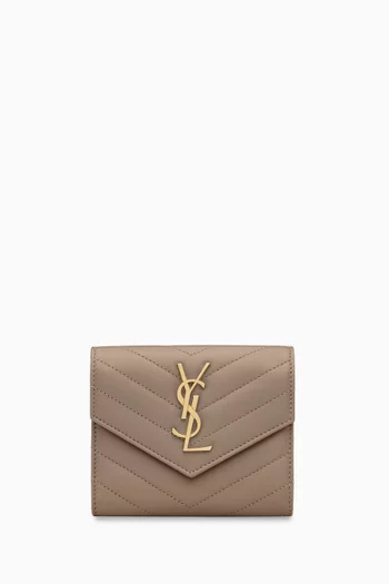 Cassandre Matelassé Compact Tri-fold Wallet in Leather