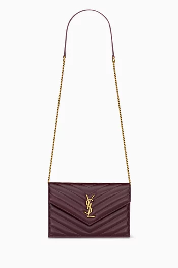 Cassandre Envelope Chain Wallet in Shiny Leather