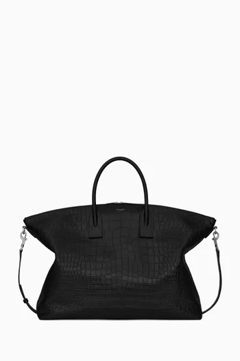 Giant Bowling Bag in Croc-embossed Leather
