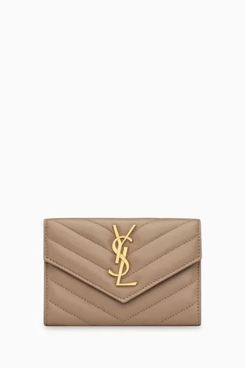 Buy SAINT LAURENT Neutral Small Cassandre Matelasse Envelope Wallet in Leather For Women Online Ounass UAE