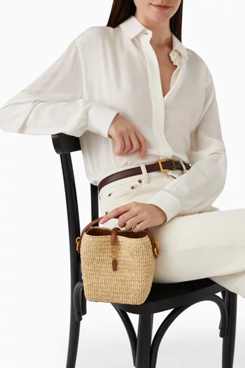 Mini Le 37 Bucket Bag in Raffia
