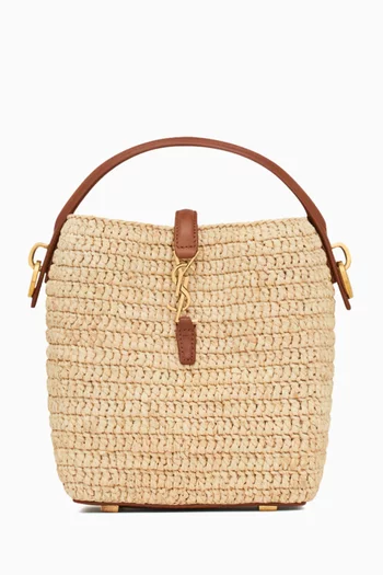Mini Le 37 Bucket Bag in Raffia