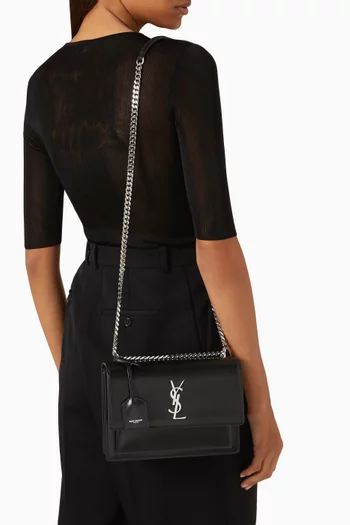 Medium Sunset Shoulder Bag in Smooth Leather