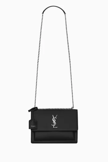 Medium Sunset Shoulder Bag in Smooth Leather
