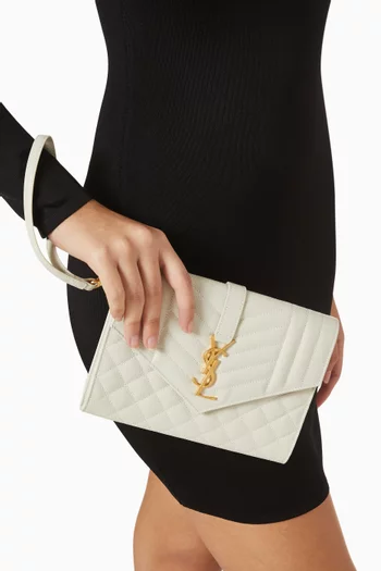 Envelope Flap Pouch in Matelassé Leather
