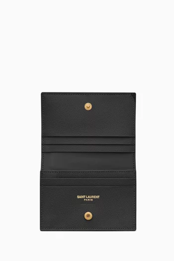 Cassandre Matelassé Fragments Flap Card Case in Grain De Poudre Embossed Leather