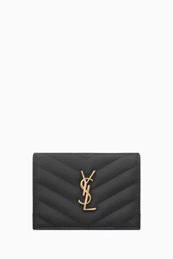 Cassandre Matelassé Fragments Flap Card Case in Grain De Poudre Embossed Leather