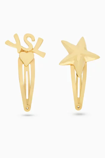 Cassandre Hair Clips in Gold-tone Metal