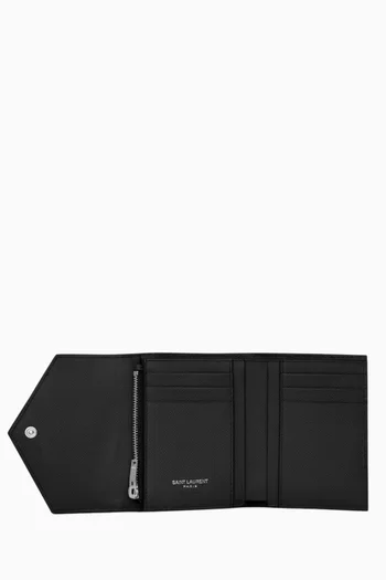Cassandre Matelassé Compact Tri-fold Wallet in Leather