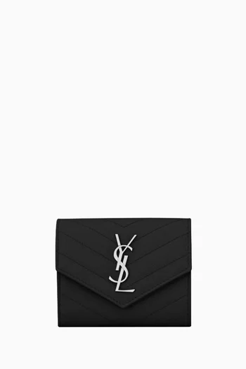 Cassandre Matelassé Compact Tri-fold Wallet in Leather