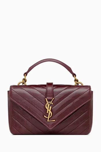College Mini Chain Bag In Shiny Crackled Leather