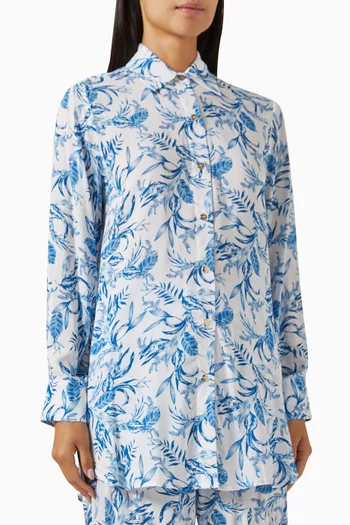 قميص بايج مزين بنقشة فيسكوز