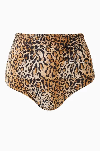 Catania Leopard-print Bikini Briefs in Stretch Nylon